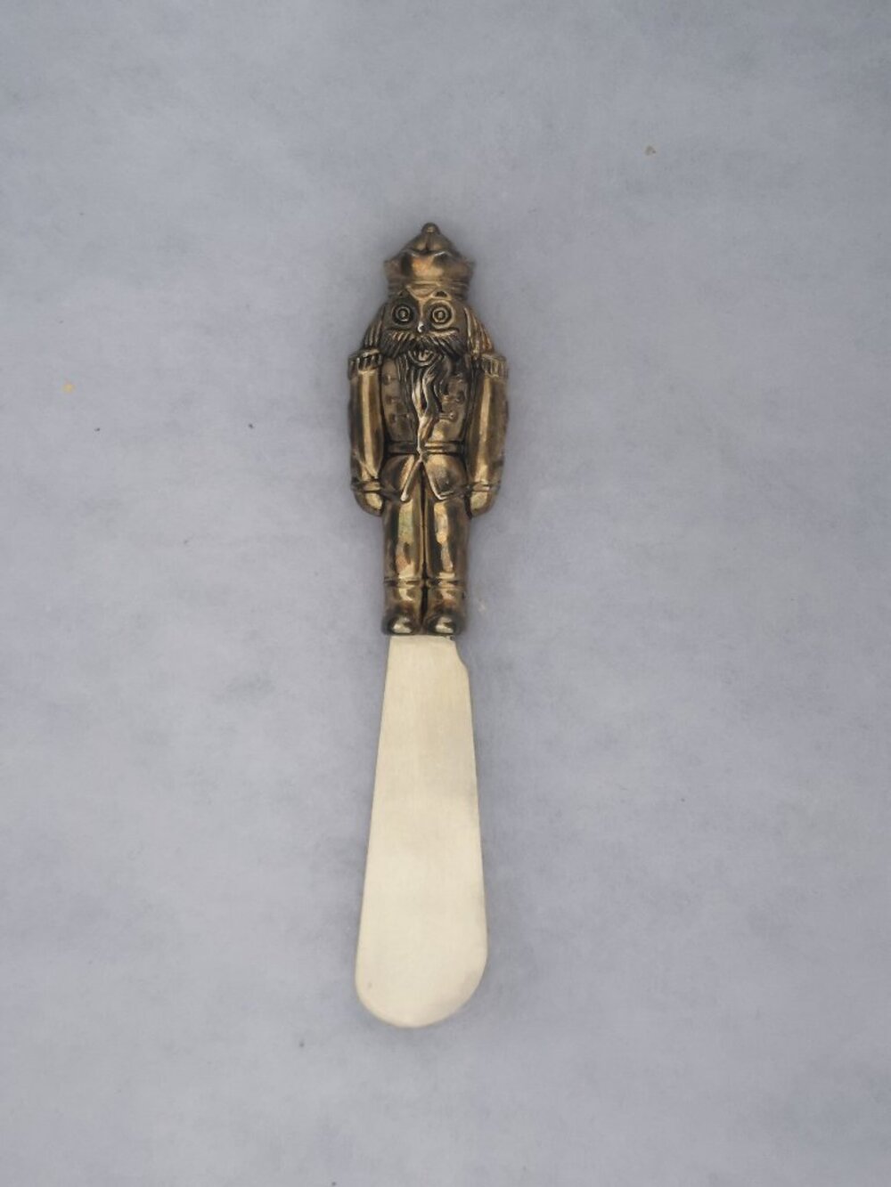 VTG Silver Nutcracker Holiday Butter or Cheese Spreader Stainless Steel Blade